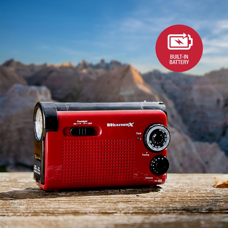 Weatherx راديو الطقس WeatherX WR182R الفوري من NOAA (أسود) أحمر/أسود - Image 2